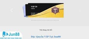Thẻ VIP level 20 cao nhất tại Jun88